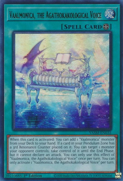 Vaalmonica, the Agathokakological Voice trading card from Valiant Smashers Vaalmonica, the Agathokakological Voice - Valiant Smashers YuGiOh trading card