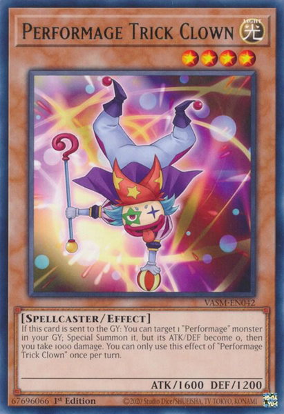Performage Trick Clown trading card from Valiant Smashers Performage Trick Clown - Valiant Smashers YuGiOh trading card