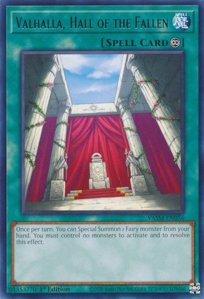 Valhalla, Hall of the Fallen trading card from Valiant Smashers Valhalla, Hall of the Fallen - Valiant Smashers YuGiOh trading card