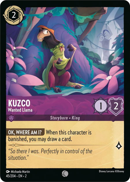 Kuzco - Wanted Llama - Rise of the Floodborn Disney Lorcana trading card