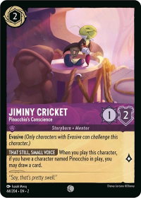 Jiminy Cricket - Pinocchio's Conscience - Rise of the Floodborn (2) #44/204 - Common Disney Lorcana Trading Card