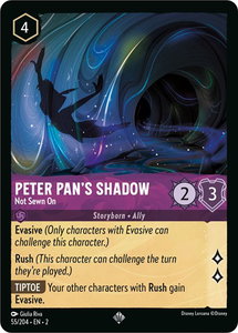 Peter Pan's Shadow - Not Sewn On - Rise of the Floodborn (2) #55/204 - Super Rare Disney Lorcana Trading Card