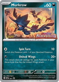 Murkrow - 021 (Prerelease) [Staff] - SV: Scarlet & Violet Promo Cards (SVP) #021 - Promo Pokémon Trading Card