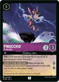 Pinocchio - On the Run - Rise of the Floodborn (2) #57/204 - Uncommon Disney Lorcana Trading Card