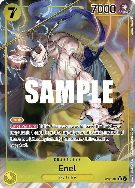 Enel (100) (Alternate Art) trading card from Awakening of the New Era Enel (100) (Alternate Art) - Awakening of the New Era One Piece trading card