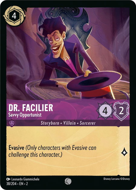 Dr. Facilier - Savvy Opportunist - Rise of the Floodborn Disney Lorcana trading card