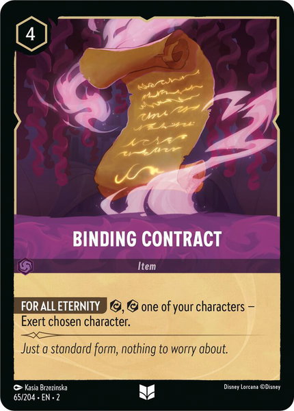 Binding Contract trading card from Rise of the Floodborn Binding Contract - Rise of the Floodborn Disney Lorcana trading card