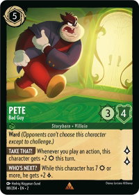 Pete - Bad Guy - Rise of the Floodborn (2) #88/204 - Rare Disney Lorcana Trading Card