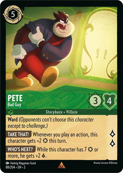 Pete - Bad Guy trading card from Rise of the Floodborn Pete - Bad Guy - Rise of the Floodborn Disney Lorcana trading card