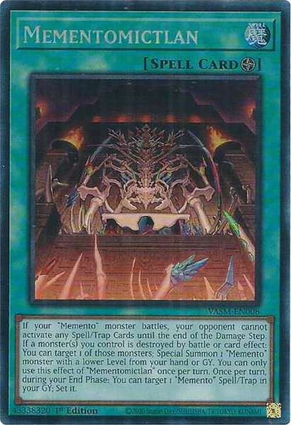 Mementomictlan (CR) trading card from Valiant Smashers Mementomictlan (CR) - Valiant Smashers YuGiOh trading card