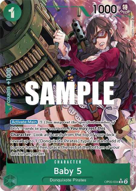 Baby 5 (034) (Alternate Art) trading card from Awakening of the New Era Baby 5 (034) (Alternate Art) - Awakening of the New Era One Piece trading card