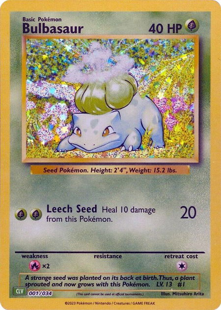 Bulbasaur trading card from Trading Card Game Classic Bulbasaur - Trading Card Game Classic Pokémon trading card