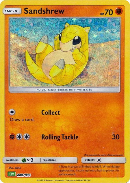 Sandshrew trading card from Trading Card Game Classic Sandshrew - Trading Card Game Classic Pokémon trading card