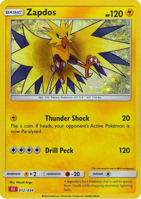 Zapdos trading card from Trading Card Game Classic Zapdos - Trading Card Game Classic Pokémon trading card