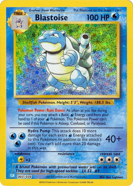Blastoise trading card from Trading Card Game Classic Blastoise - Trading Card Game Classic Pokémon trading card