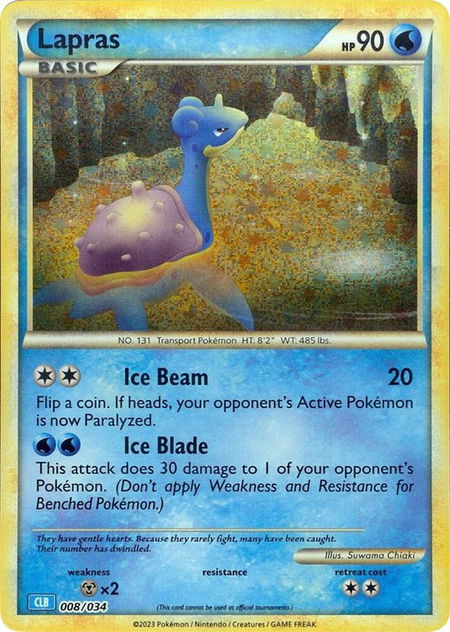 Lapras trading card from Trading Card Game Classic Lapras - Trading Card Game Classic Pokémon trading card