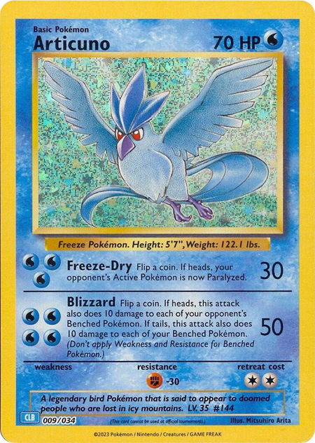 Articuno trading card from Trading Card Game Classic Articuno - Trading Card Game Classic Pokémon trading card