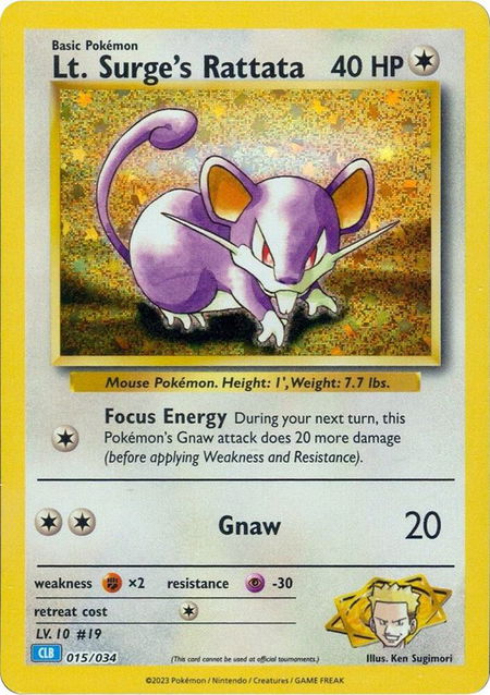 Lt. Surge's Rattata - Trading Card Game Classic Pokémon trading card