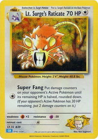 Lt. Surge's Raticate - Trading Card Game Classic (CL) #016/034 - Classic Collection Pokémon Trading Card