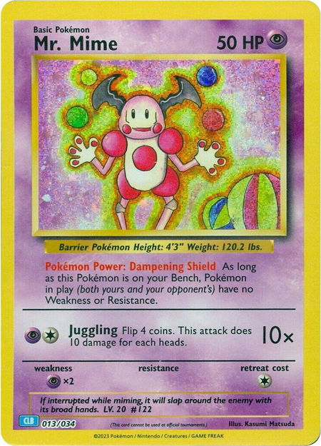 Mr. Mime trading card from Trading Card Game Classic Mr. Mime - Trading Card Game Classic Pokémon trading card