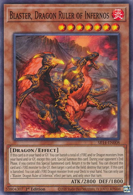 Blaster, Dragon Ruler of Infernos trading card from Structure Deck: Fire Kings Blaster, Dragon Ruler of Infernos - Structure Deck: Fire Kings YuGiOh trading card