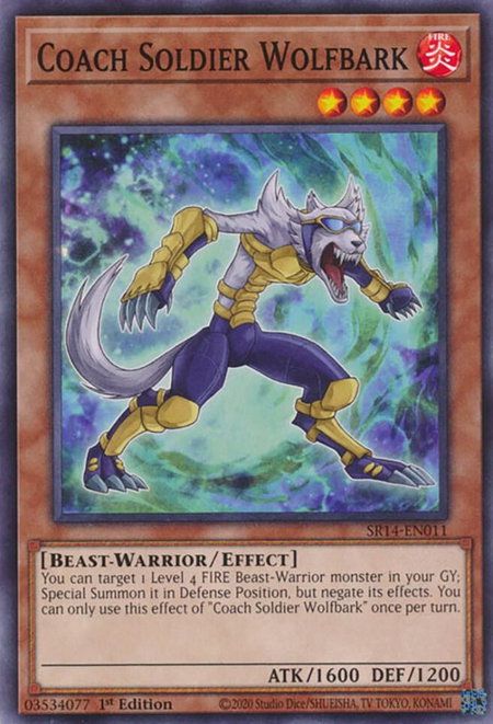 Coach Soldier Wolfbark trading card from Structure Deck: Fire Kings Coach Soldier Wolfbark - Structure Deck: Fire Kings YuGiOh trading card