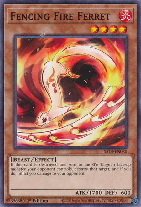 Fencing Fire Ferret trading card from Structure Deck: Fire Kings Fencing Fire Ferret - Structure Deck: Fire Kings YuGiOh trading card
