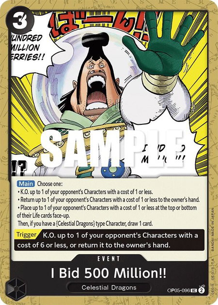 I Bid 500 Million!! - Awakening of the New Era One Piece trading card