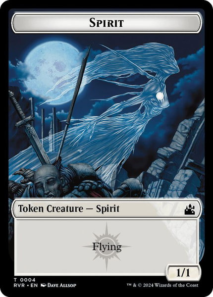 Spirit Token (0004) trading card from Ravnica Remastered Spirit Token (0004) - Ravnica Remastered Magic: The Gathering trading card