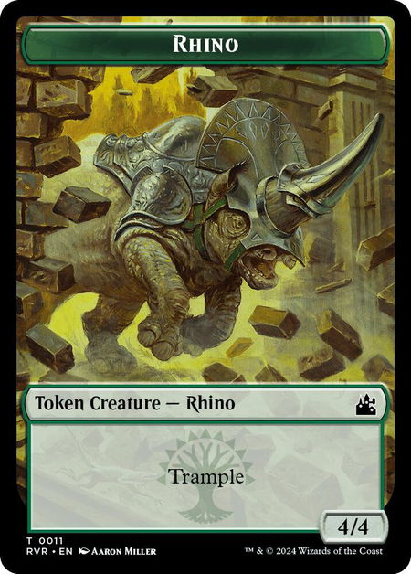 Rhino Token trading card from Ravnica Remastered Rhino Token - Ravnica Remastered Magic: The Gathering trading card