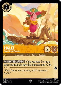 Piglet - Pooh Pirate Captain - Into the Inklands (3) #16/204 - Super Rare Disney Lorcana Trading Card