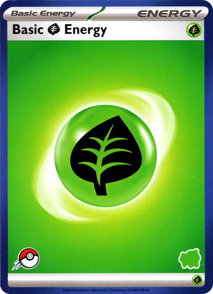 Basic Grass Energy (Blue Border) trading card from My First Battle Basic Grass Energy (Blue Border) - My First Battle Pokémon trading card