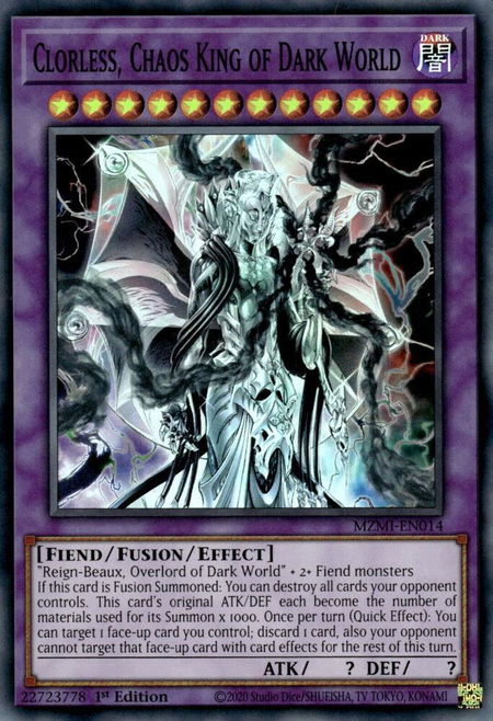Clorless, Chaos King of Dark World - Maze of Millennia YuGiOh trading card