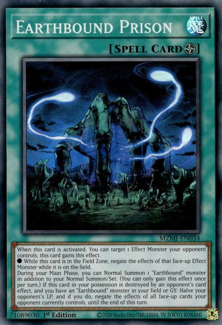 Earthbound Prison trading card from Maze of Millennia Earthbound Prison - Maze of Millennia YuGiOh trading card