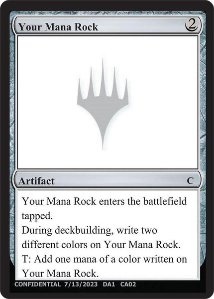 Your Mana Rock trading card from Un-Known Event Playtest Cards Your Mana Rock - Un-Known Event Playtest Cards Magic: The Gathering trading card