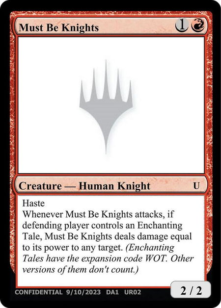 Must Be Knights - Un-Known Event Playtest Cards Magic: The Gathering trading card