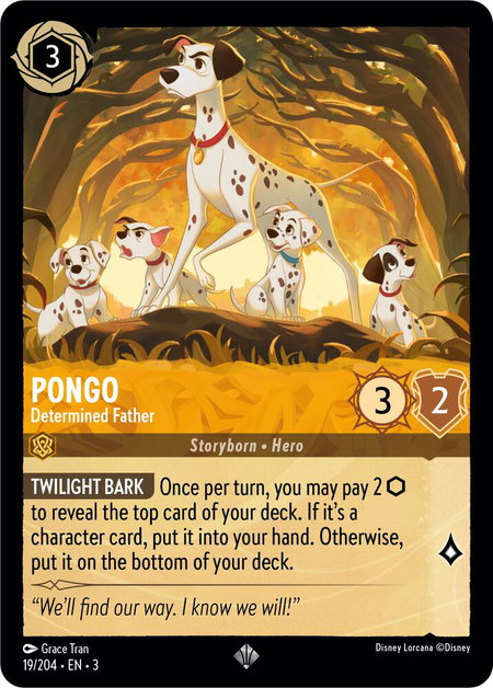 Pongo - Determined Father - Into the Inklands Disney Lorcana trading card