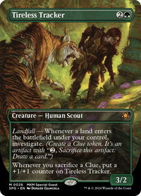 Tireless Tracker (Borderless) - Special Guests (SPG) #26 - Mythic Magic: The Gathering Trading Card