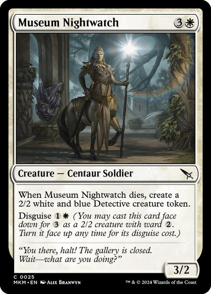 Museum Nightwatch trading card from Murders at Karlov Manor Museum Nightwatch - Murders at Karlov Manor Magic: The Gathering trading card