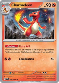 Charmeleon - 008/091 - SV: Paldean Fates (PAF) #008/091 - Uncommon Pokémon Trading Card