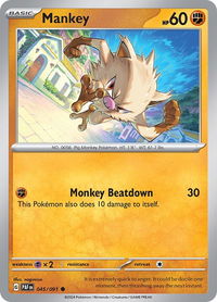 Mankey - 045/091 - SV: Paldean Fates (PAF) #045/091 - Common Pokémon Trading Card