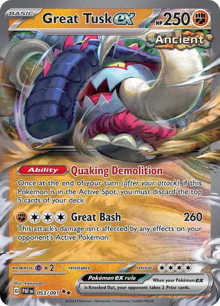 Great Tusk ex - SV: Paldean Fates Pokémon trading card
