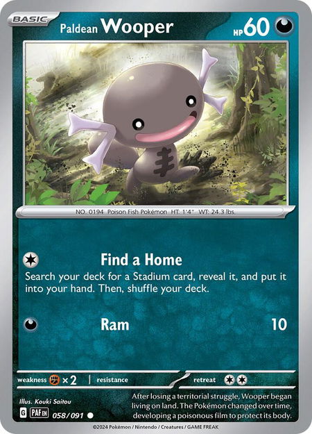 Paldean Wooper - 058/091 - SV: Paldean Fates Pokémon trading card