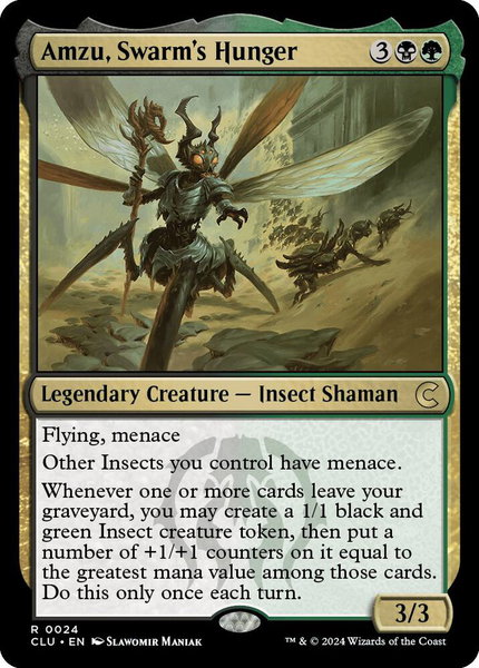 Amzu, Swarm's Hunger trading card from Ravnica: Clue Edition Amzu, Swarm's Hunger - Ravnica: Clue Edition Magic: The Gathering trading card