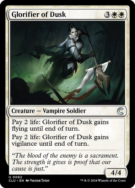 Glorifier of Dusk trading card from Ravnica: Clue Edition Glorifier of Dusk - Ravnica: Clue Edition Magic: The Gathering trading card