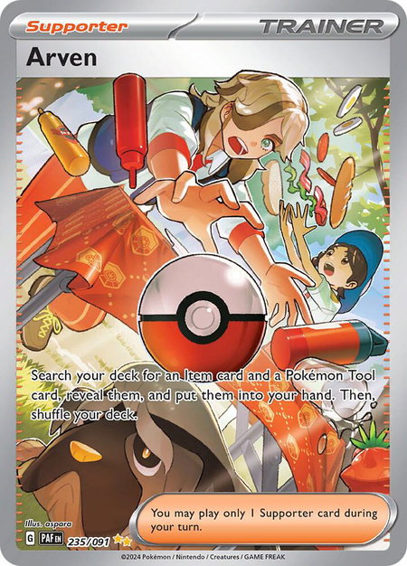 Arven trading card from SV: Paldean Fates Arven - SV: Paldean Fates Pokémon trading card