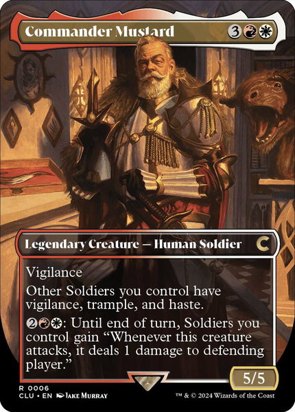 Commander Mustard (Borderless) - Ravnica: Clue Edition Magic: The Gathering trading card