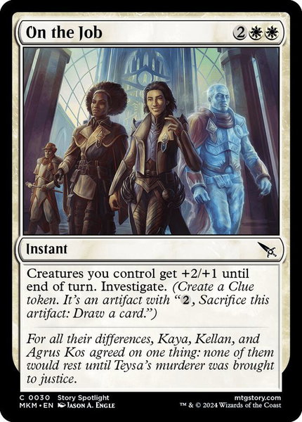 On the Job trading card from Murders at Karlov Manor On the Job - Murders at Karlov Manor Magic: The Gathering trading card