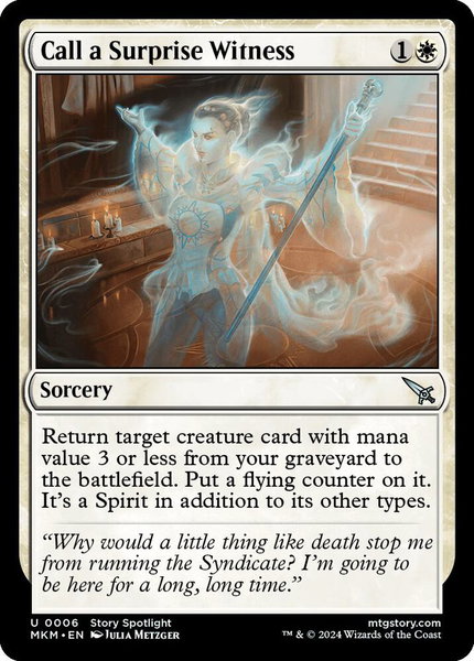 Call a Surprise Witness trading card from Murders at Karlov Manor Call a Surprise Witness - Murders at Karlov Manor Magic: The Gathering trading card