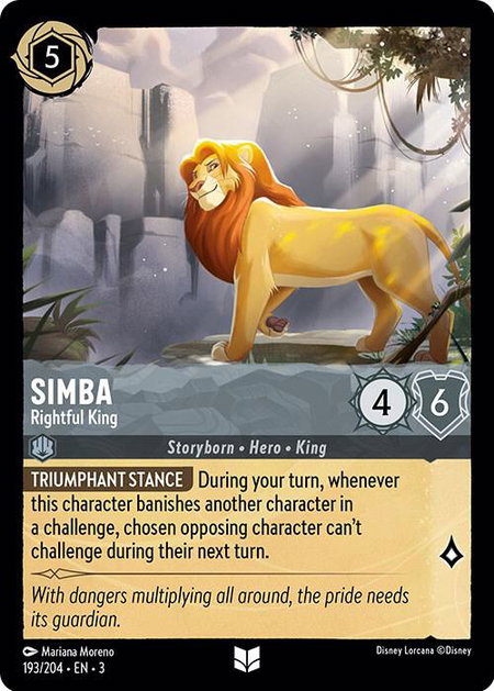 Simba - Rightful King - Into the Inklands Disney Lorcana trading card